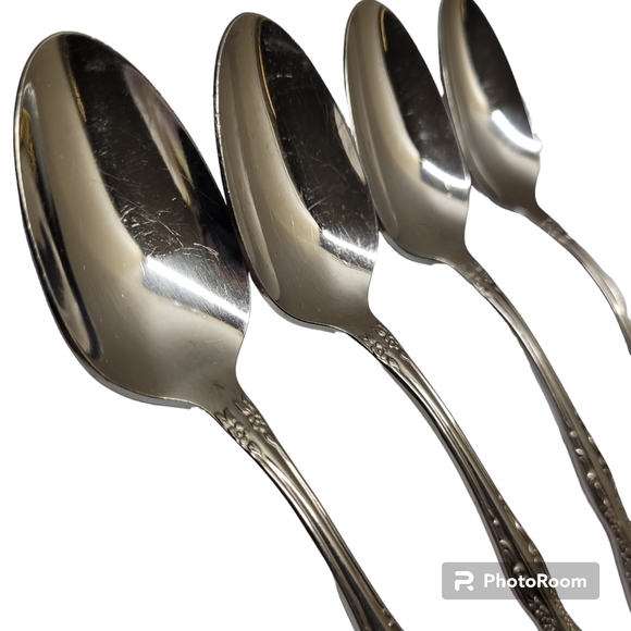 *M5 Onieda silverwear 6" teaspoons Bourbon style pattern set of 4 - Picture 8 of 9
